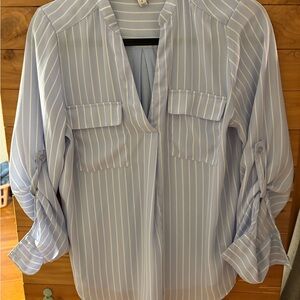 A New Day Light Blue Striped Blouse